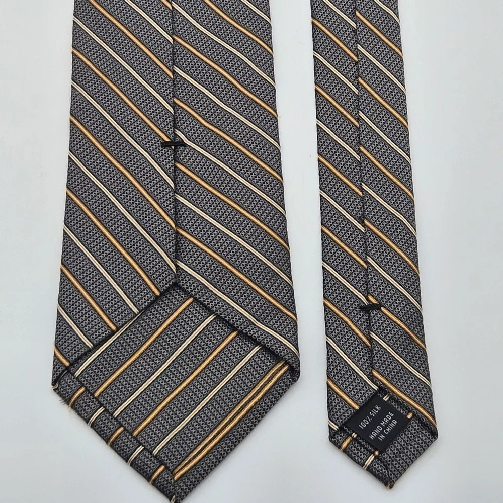 Jos A. Bank Signature Collection Silk Tie Mens‎ Gray Stripe Classic Dress 59x3.5